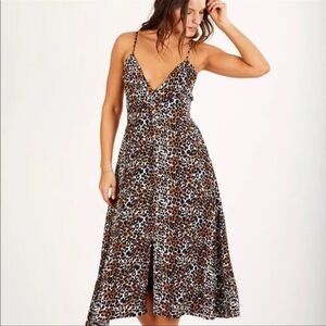 Cleobella Estella Leopard Animal Print Midi Dress In Brown Women's Size XS